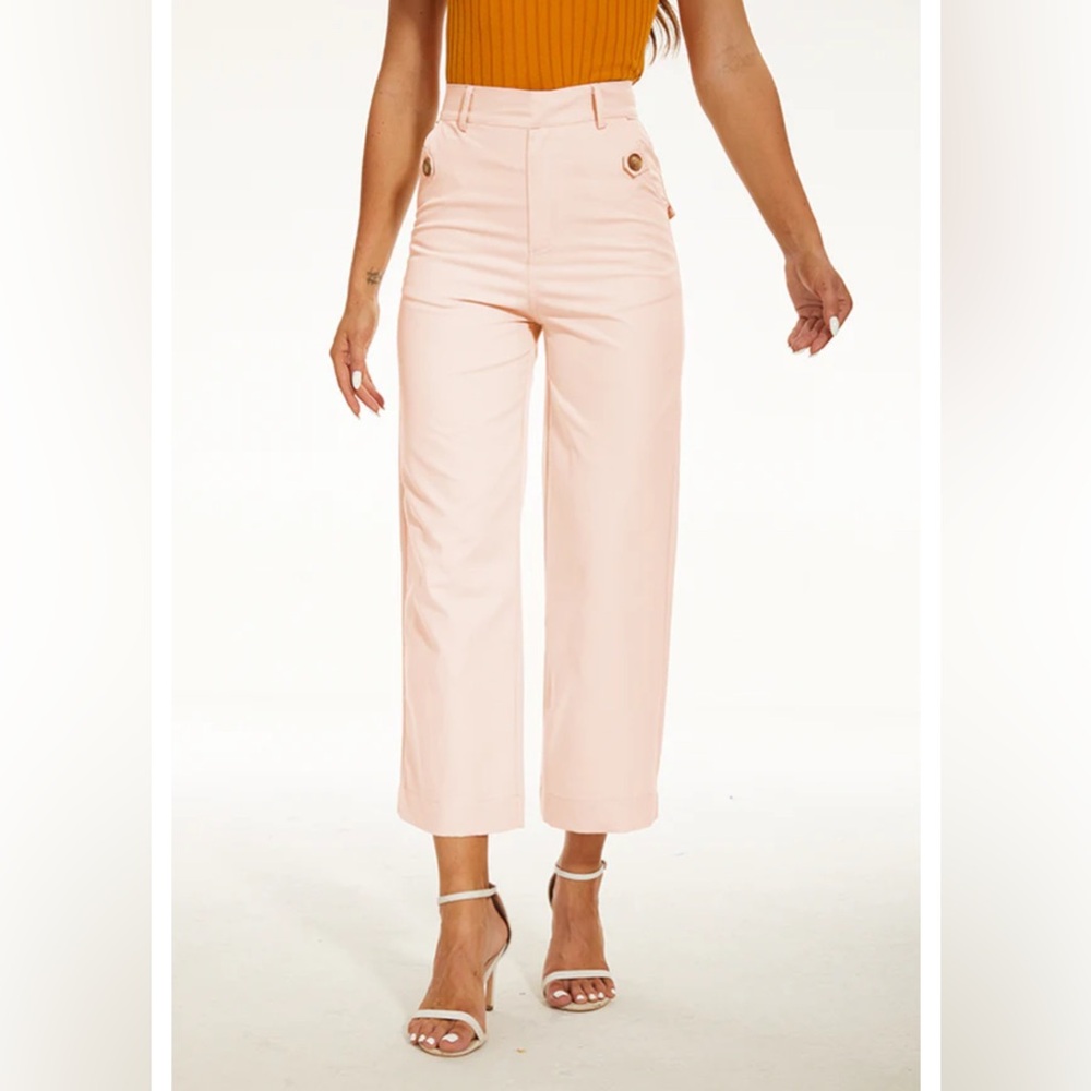 SPANX Medium Stretch Twill cropped wide leg pant- Pale Pink- NWT
